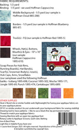Back of the Truckin Snowman Applique Pattern by Laurie Kent Designs