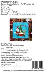 Back of Santa & Reindeer Sewiing Applique Pattern - Laurie Kent Designs - 17" x 17"