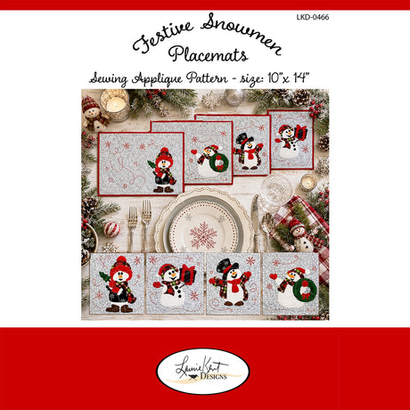 Festive Snowmen Placemats Pattern - Laurie Kent Designs