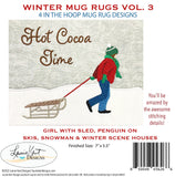 Back of the Winter Mug Rug Vol III Embroidery USB by Laurie Kent Designs