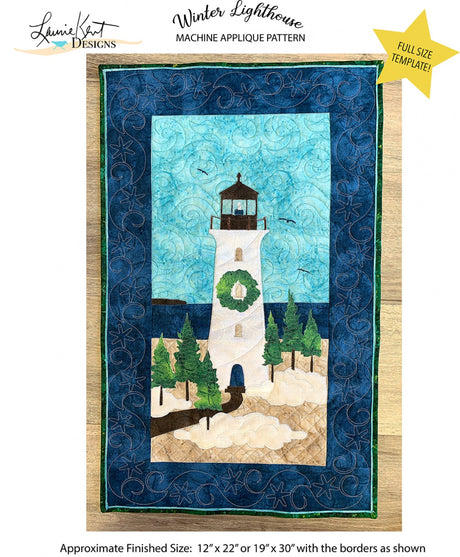 Winter Lighthouse Machine Applique Pattern by Laurie Kent Designs