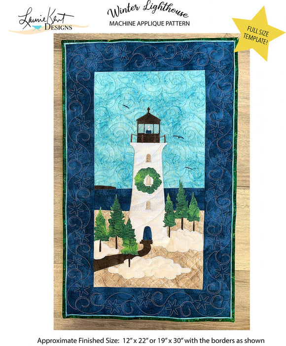 Winter Lighthouse Machine Applique Pattern by Laurie Kent Designs