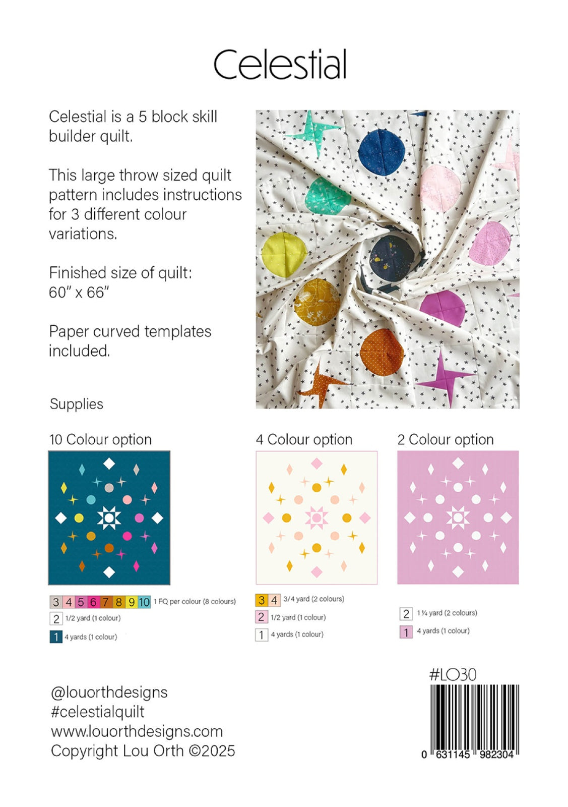 Back of the Celestial Quilt Pattern by Lou Orth