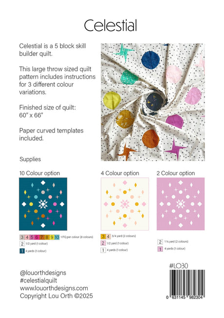 Back of the Celestial Quilt Pattern by Lou Orth