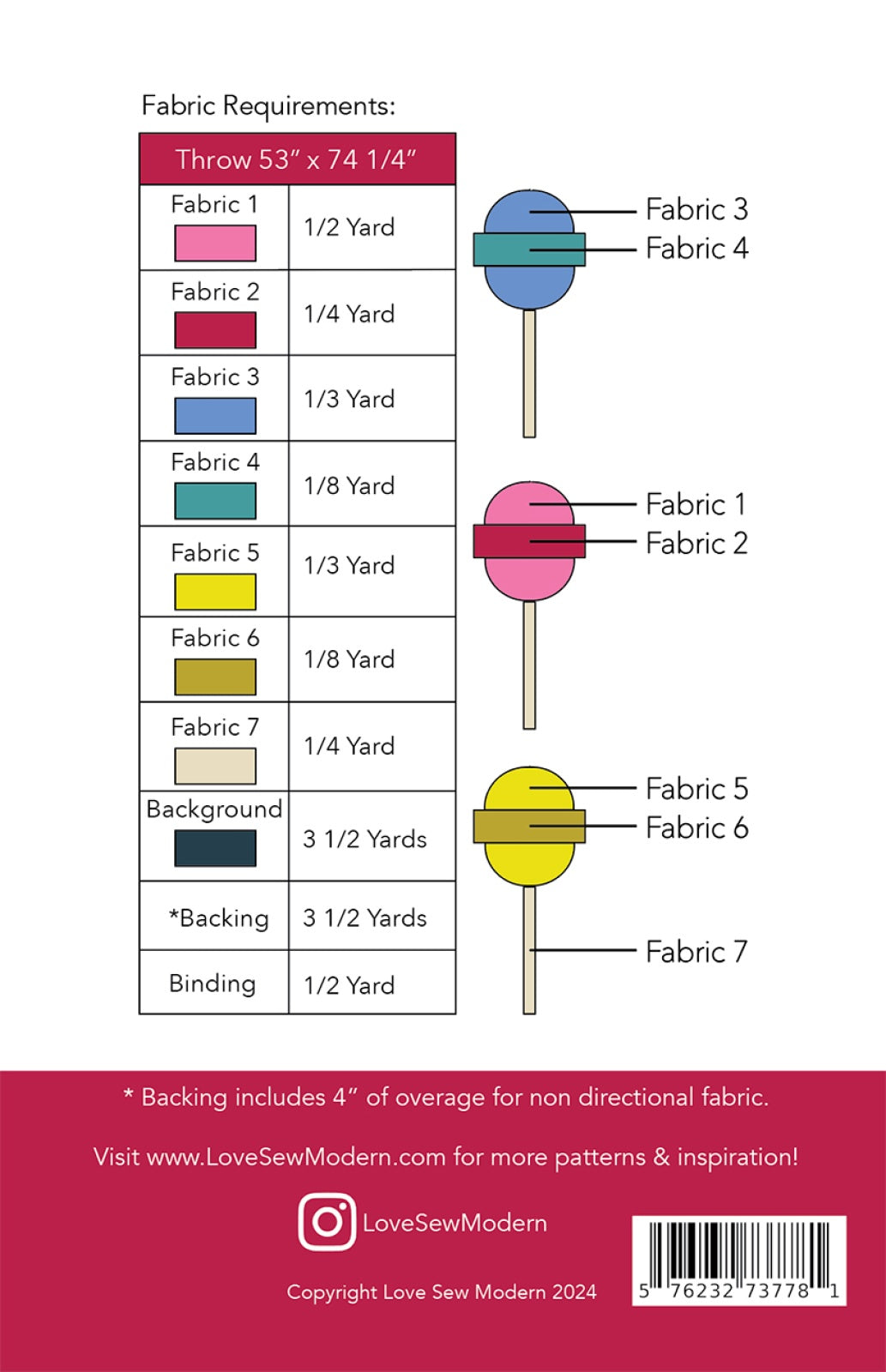 Back of the Sweet POP Quilt Pattern by Love Sew Modern
