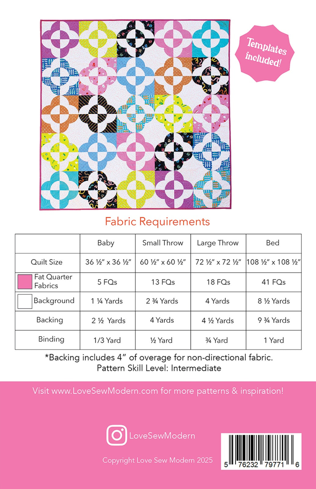Back of the Meadow Garden Quilt Pattern by Love Sew Modern