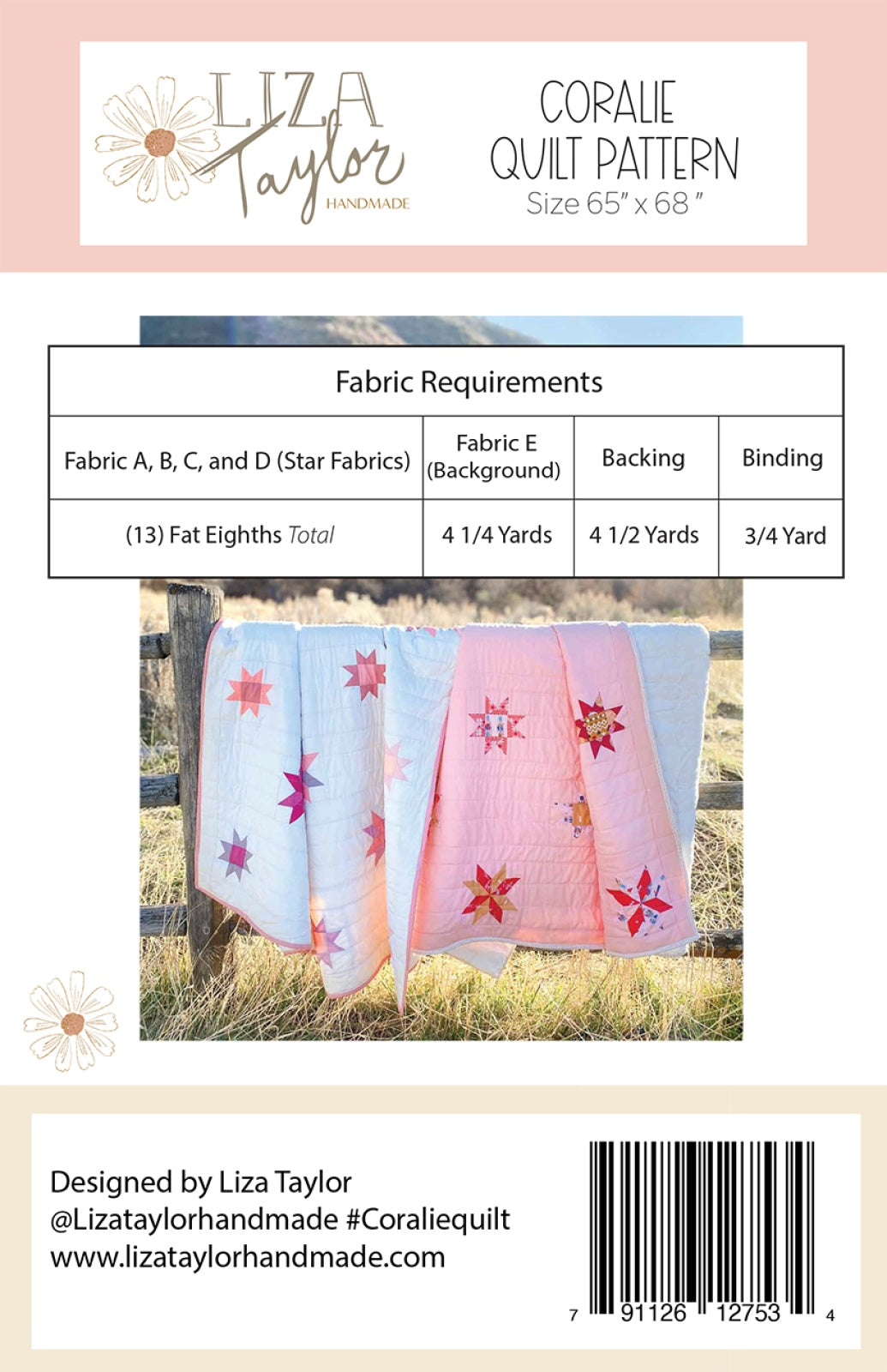 Back of the Coralie Quilt Pattern by Liza Taylor Handmade