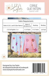 Back of the Coralie Quilt Pattern by Liza Taylor Handmade