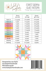 Back of the Forest Berry Quilt Pattern by Liza Taylor Handmade