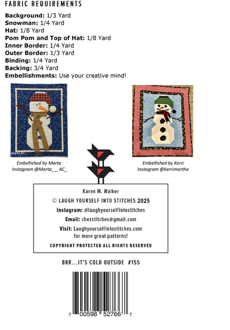 Back of the Brr...It's Cold Outside Quilt Pattern by Laugh Yourself Into Stitches