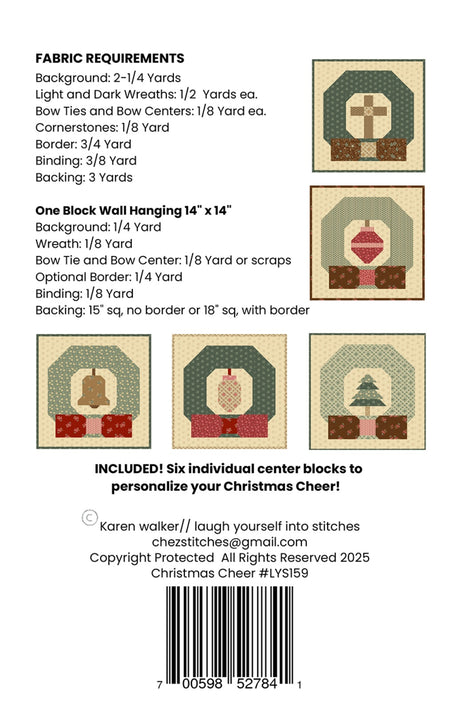 Back of the Christmas Cheer Quilt Pattern by Laugh Yourself Into Stitches