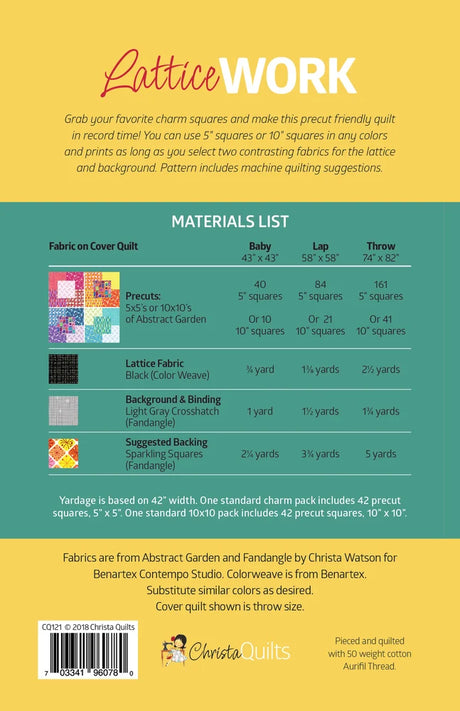 Back of the Lattice Work Downloadable Pattern by Christa Quilts