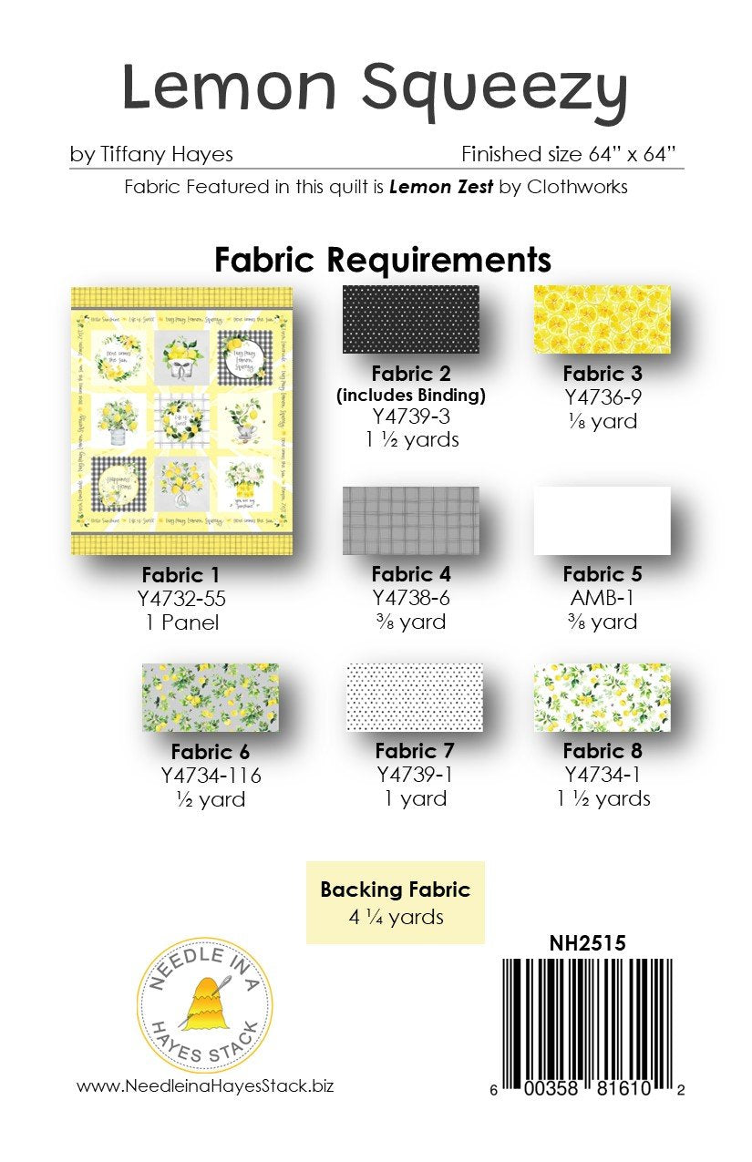 Back of the Lemon Squeezy Downloadable Pattern By Needle In A Hayes Stack