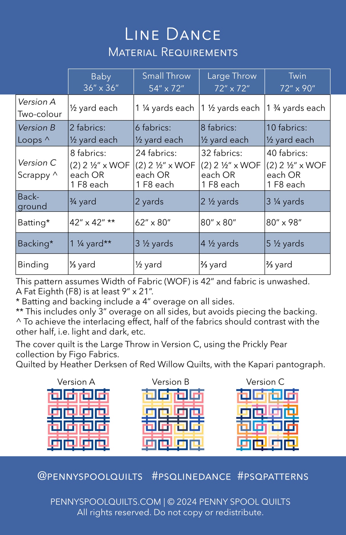 Back of the Line Dance Downloadable Pattern by Penny Spool Quilts Pattern
