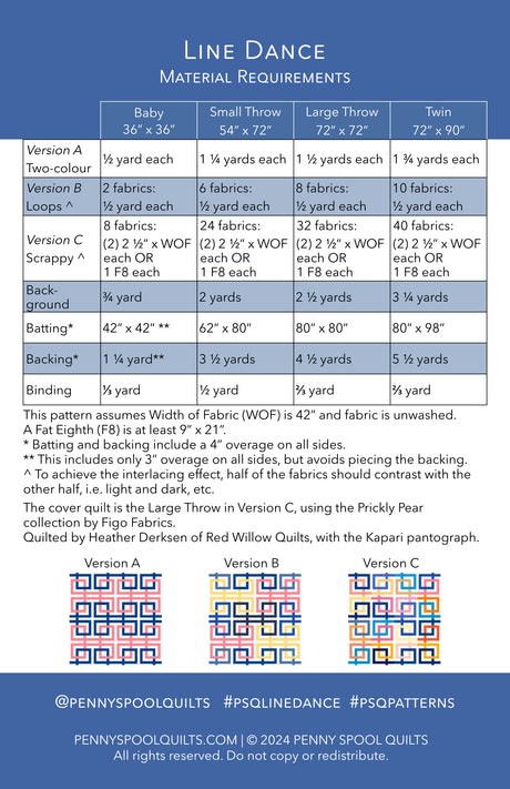 Back of the Line Dance Downloadable Pattern by Penny Spool Quilts Pattern