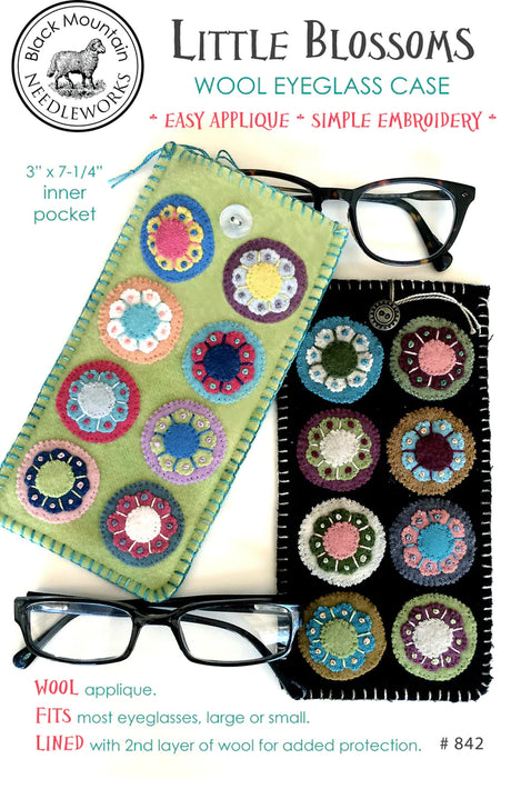 Little Blossoms Wool Eyeglass Case Quilt Pattern by Black Mountain Needleworks