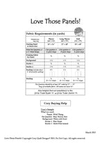 Back of the Love Those Panels Downloadable Pattern by Cozy Quilt Designs