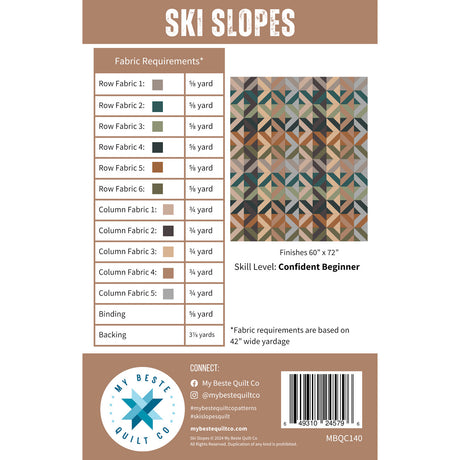 Back of the Ski Slopes Quilt Pattern by My Beste Quilt Co