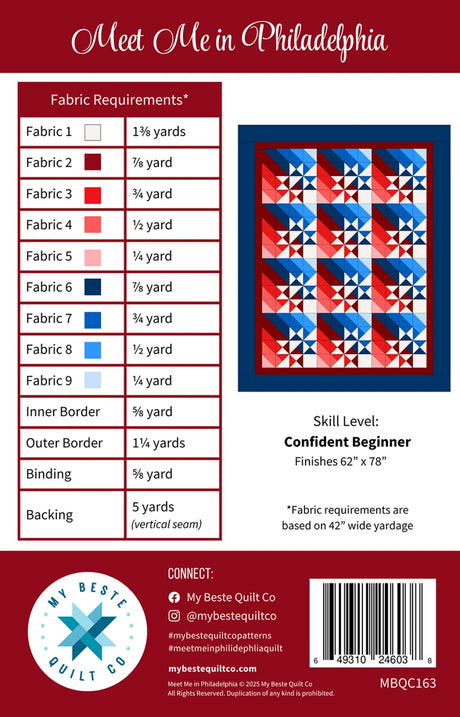 Meet Me in Philadelphia Quilt Pattern by My Beste Quilt Co