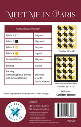 Back of the Meet Me in Paris Quilt Pattern by My Beste Quilt Co