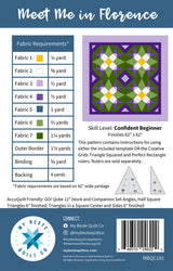 Back of Meet Me in Florence Quilt Pattern - My Beste Quilt Co - 62" x 62"