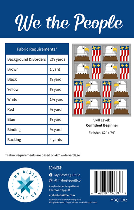 Back of the We the People Quilt Pattern by My Beste Quilt Co