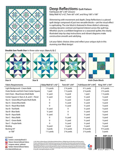 Back of the Deep Reflections Quilt Pattern by Material Girlfriends