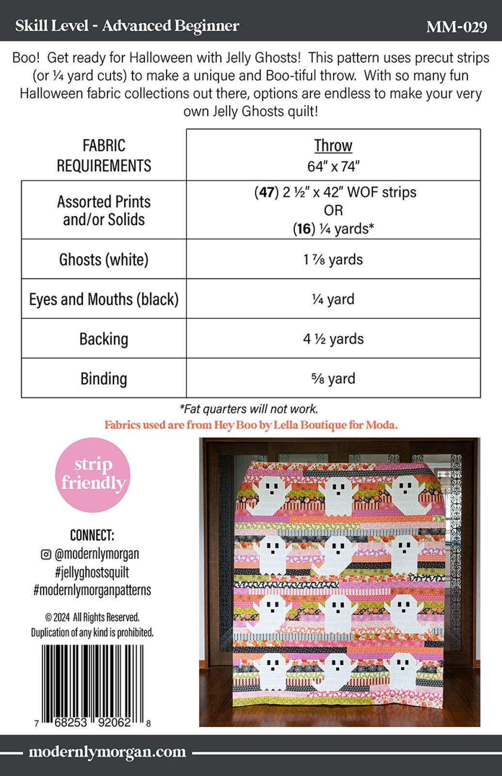 Back of the Jelly Ghosts Quilt Pattern by Modernly Morgan
