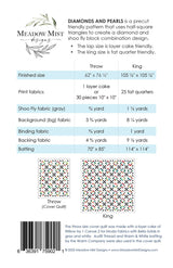 Back of the Diamonds and Pearls Quilt Pattern by Meadow Mist Designs