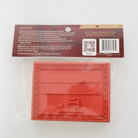 Back of the Handmade By Fabric Stamp by Madam Sew