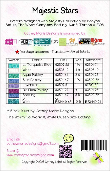 Back of the Majestic Stars Downloadable Pattern by Cathey Marie Designs