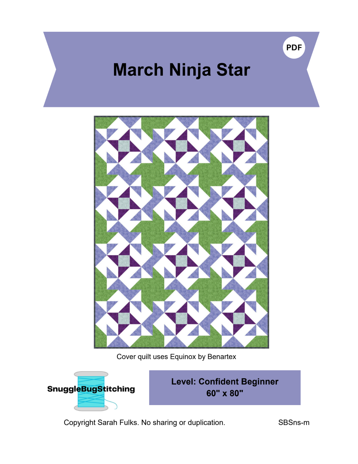 March Ninja Star Downloadable Pattern by Snuggle Bug Stitching
