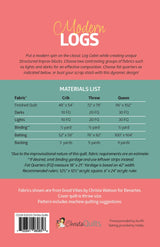 Back of the Modern Logs Paper Quilt Pattern by Christa Quilts