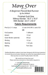 Back of the Move Over Pattern by Quilting Renditions