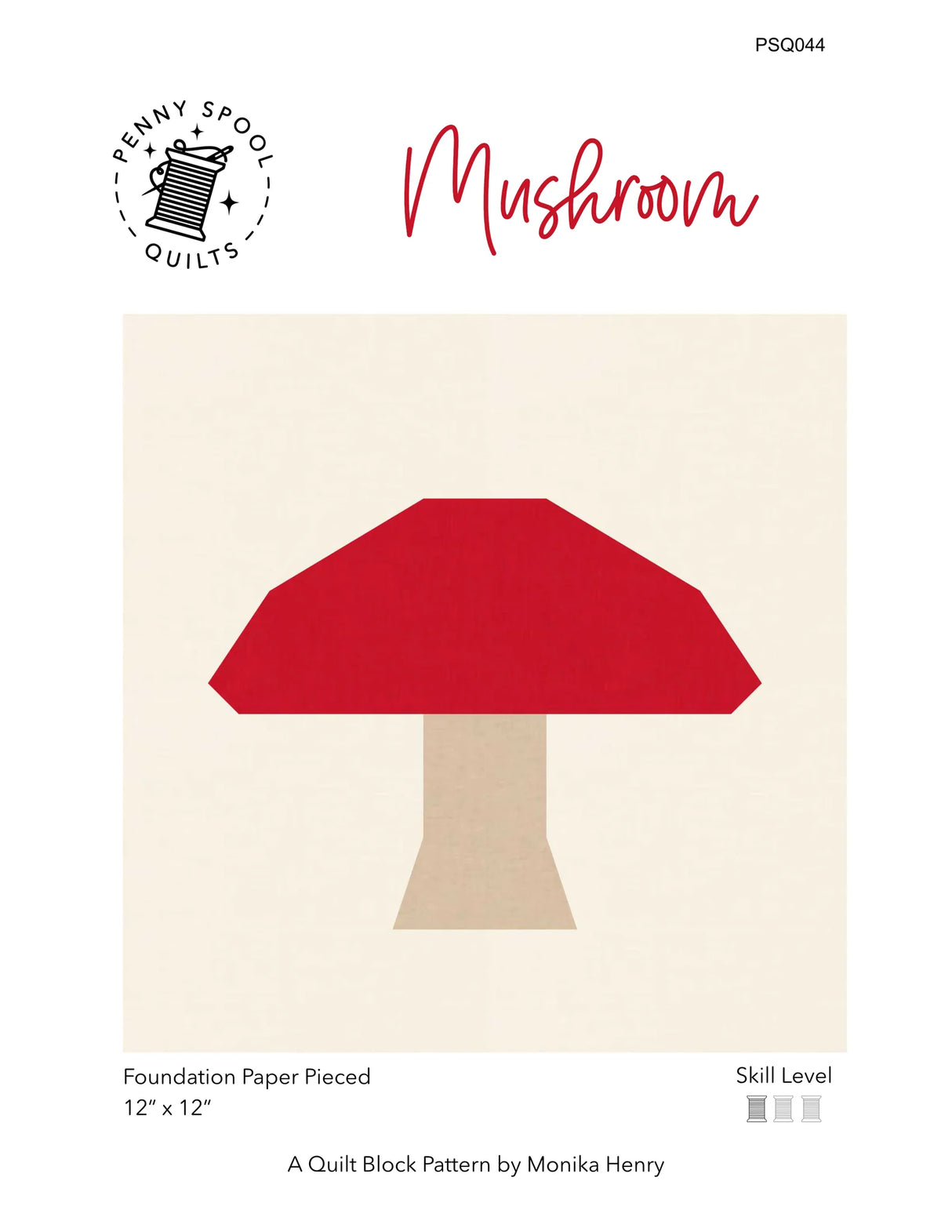 Mushroom Quilt Block Downloadable Pattern by Penny Spool Quilts Pattern