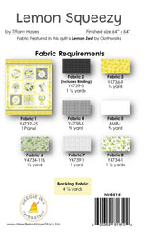 Back of the Lemon Squeezy Quilt Pattern by Needle In A  Hayes Stack