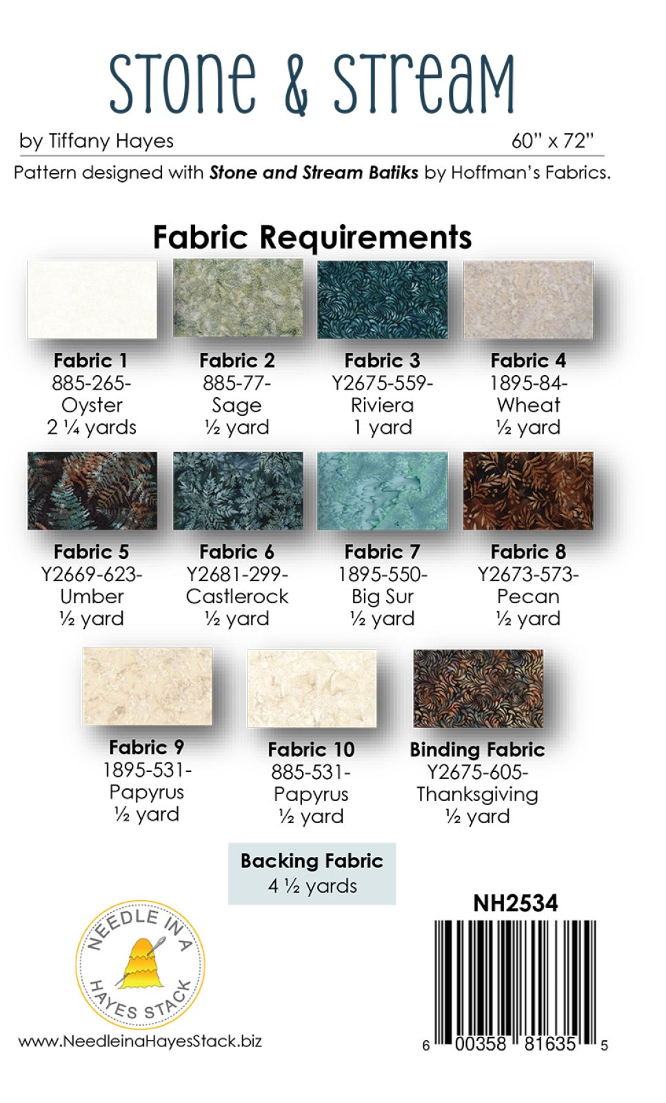 Back of the Stone & Stream Quilt Pattern by Needle In A  Hayes Stack