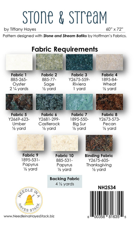 Back of the Stone & Stream Quilt Pattern by Needle In A  Hayes Stack