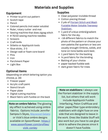 Back of the Olympic National Park Downloadable Pattern by Vicki Conley Quilts