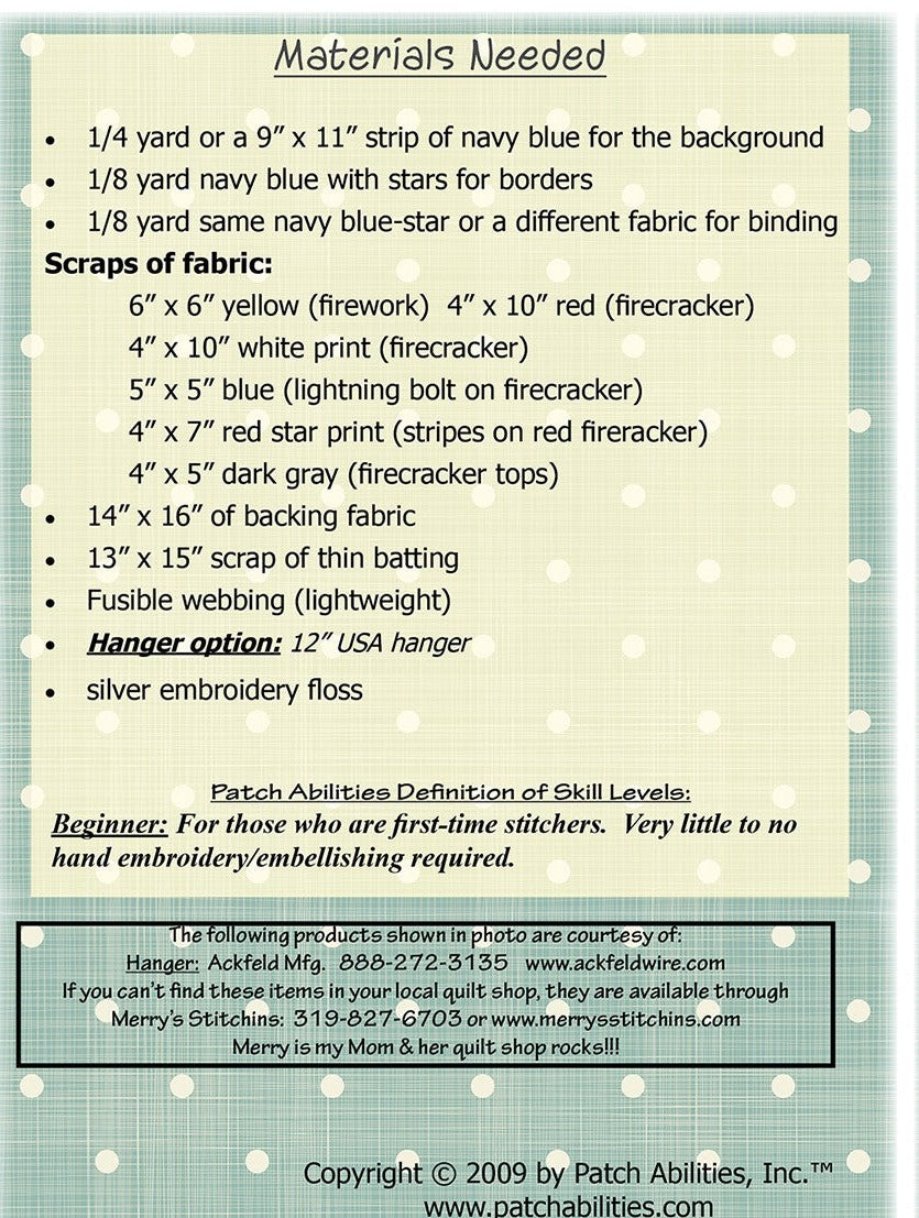 Firework Knitting Pattern Firecrackers and Fireworks with Hanger Pattern – Quilting Books ...