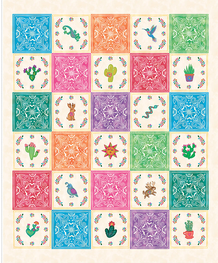Cacti & Charm 35 1/2" x 43 1/2" Panel Quilt Fabric  by Cacti & Charm — Kathy Cano-Murillo