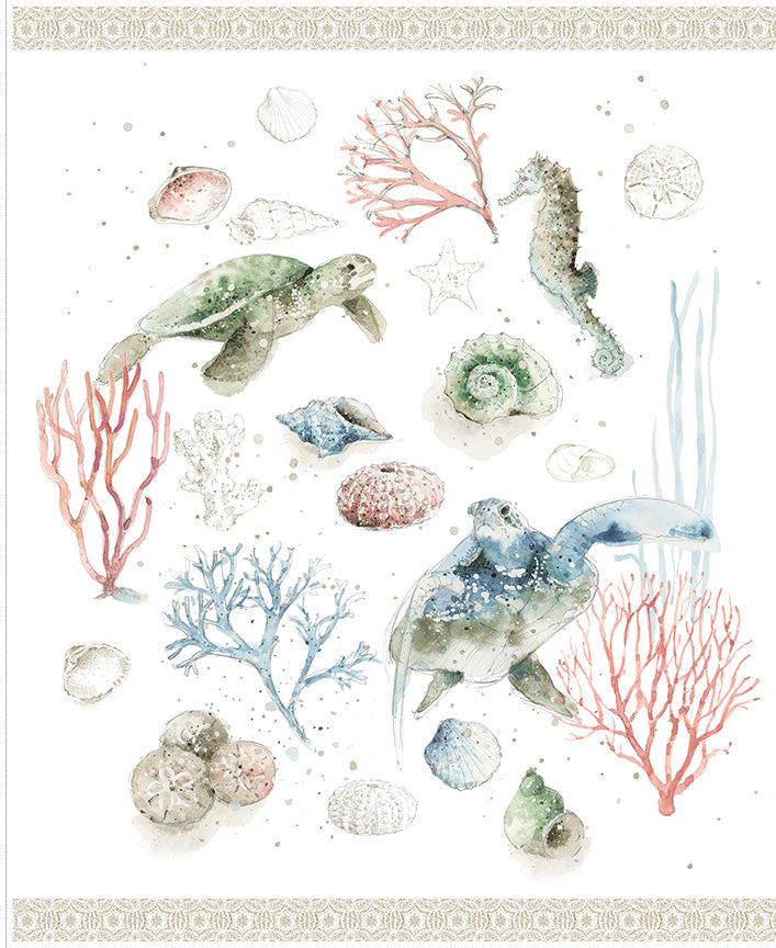 Sea Echoes 35 1/2" x 43 1/2" Panel Quilt Fabric