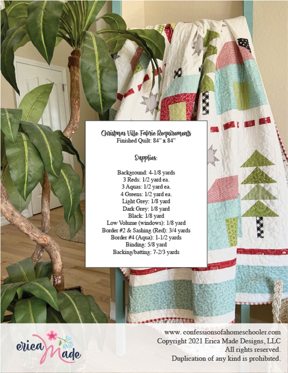 Back of the Christmas Ville Quilt Pattern by Confessions of a Homeschooler