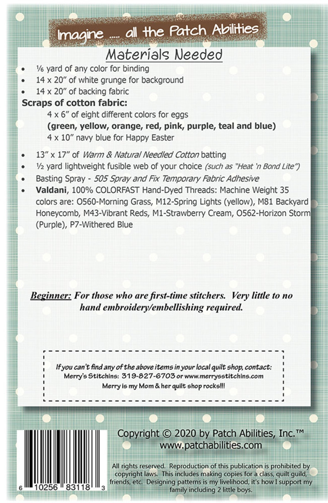 Back of the Easter Egg Rainbow by Patch Abilities