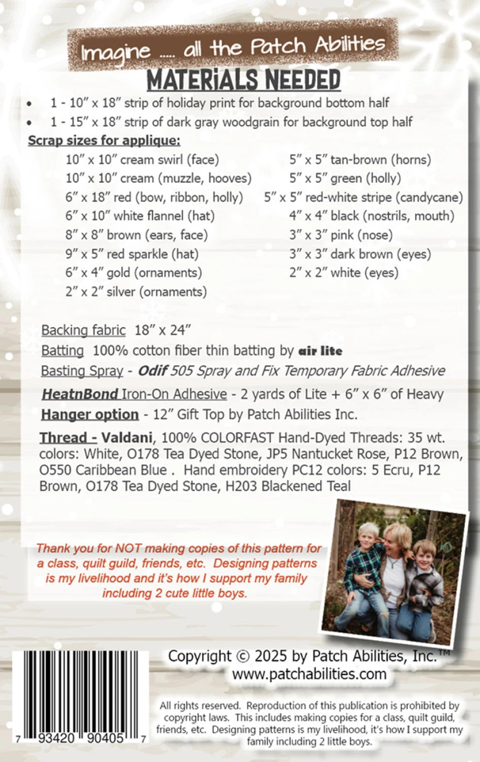 BAck of the Holiday Highland Pattern by Patch Abilities - Patterns