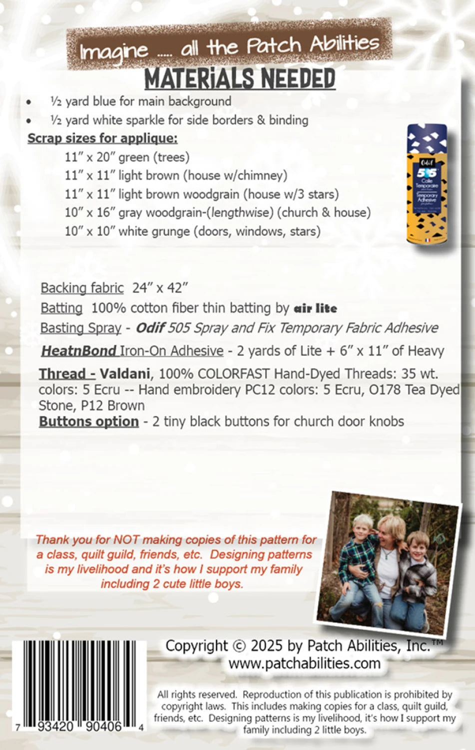 Back of the Snowy Village Pattern by Patch Abilities - Patterns