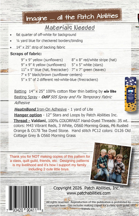 Back of the Blooms and Booms Pattern by Patch Abilities