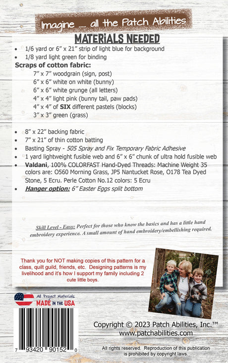 Back of the Hoppy Easter by Patch Abilities