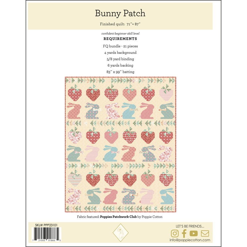 Back of the Bunny Patch Quilt Pattern by Poppie Cotton