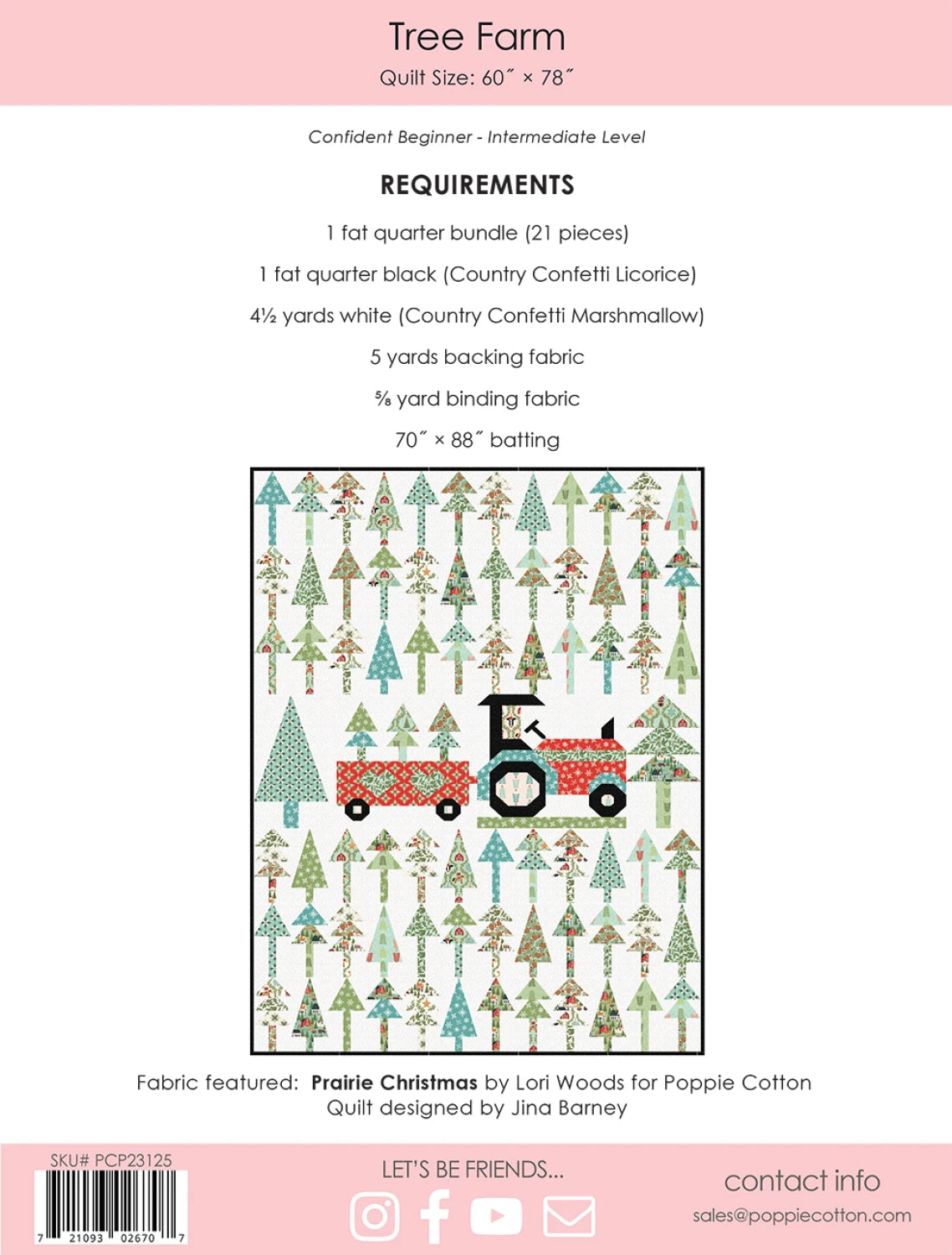 Back of the Prairie Christmas Tree Farm Quilt Pattern by Poppie Cotton